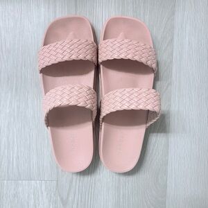 Pink Woven Slide Sandals